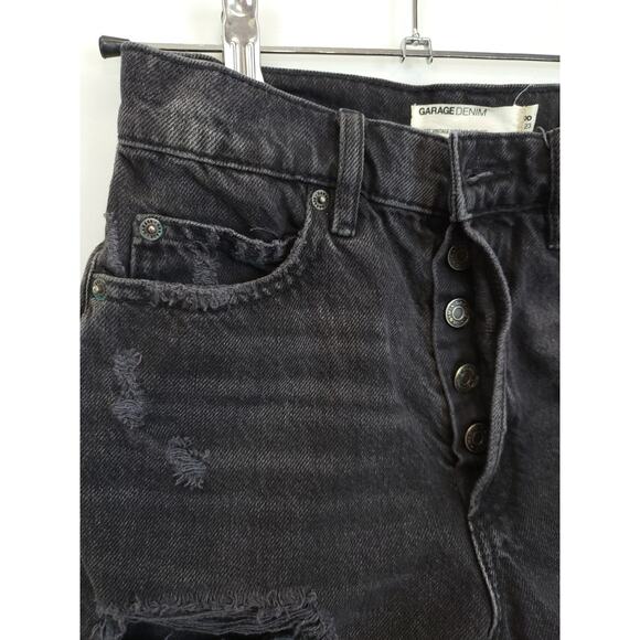Garage Denim Shorts Cut Off Distress Button Fly Women 00 / 23 Black Hot Pants - Picture 11 of 11